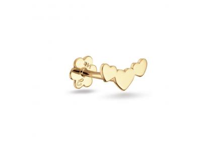Jackie Gold tripla szív arany fülpiercing