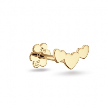 Jackie Gold tripla szív arany fülpiercing