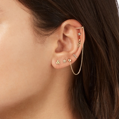 Jackie Gold arany fülpircing  fehér topázzal